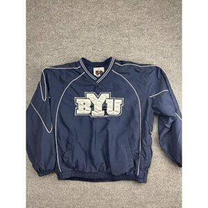 BYU Cougars Jacket Mens XL Blue NCAA Football Pullover 58 Sports Windbreaker